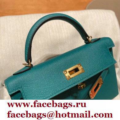 Hermes Mini Kelly II Handbag malachite original epsom leather