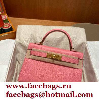 Hermes Mini Kelly II Handbag rose confetti original epsom leather