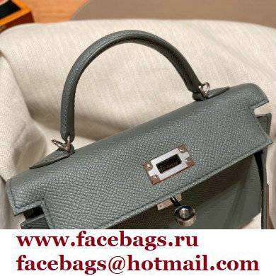 Hermes Mini Kelly II Handbag vert amanda original epsom leather