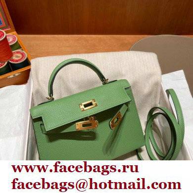 Hermes Mini Kelly II Handbag vert criquet original epsom leather