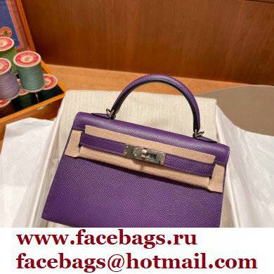 Hermes Mini Kelly II Handbag violet original epsom leather