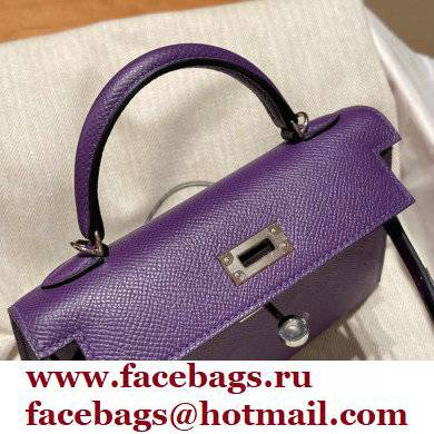 Hermes Mini Kelly II Handbag violet original epsom leather