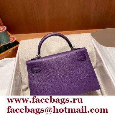 Hermes Mini Kelly II Handbag violet original epsom leather