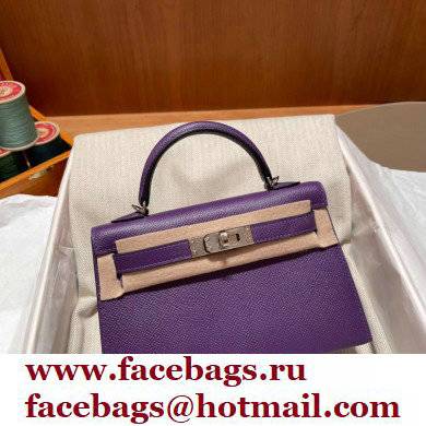 Hermes Mini Kelly II Handbag violet original epsom leather