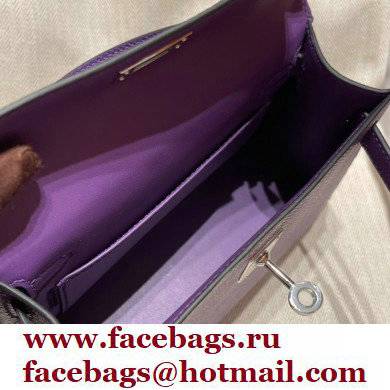 Hermes Mini Kelly II Handbag violet original epsom leather