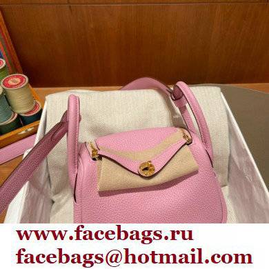 Hermes Mini Lindy 19cm Bag in original togo leather mauve