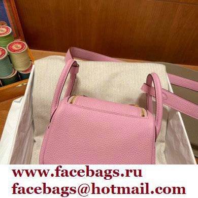 Hermes Mini Lindy 19cm Bag in original togo leather mauve