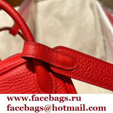 Hermes Mini Lindy 19cm Bag in original togo leather rouge de coeur