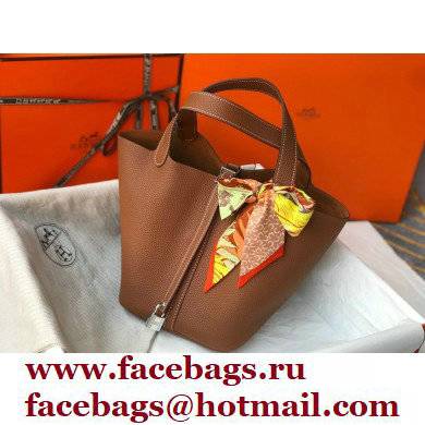 Hermes Picotin Lock 18/22 Bag Brown with Silver Hardware