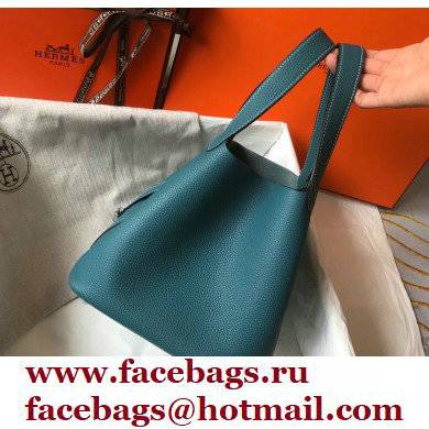 Hermes Picotin Lock 18/22 Bag Denim Blue with Silver Hardware