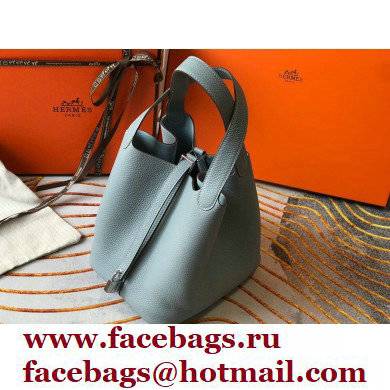 Hermes Picotin Lock 18/22 Bag Linen Blue with Silver Hardware