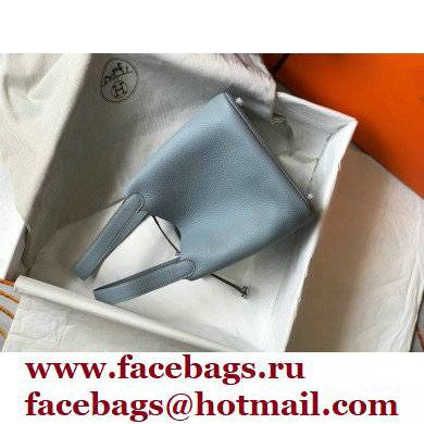 Hermes Picotin Lock 18/22 Bag Linen Blue with Silver Hardware