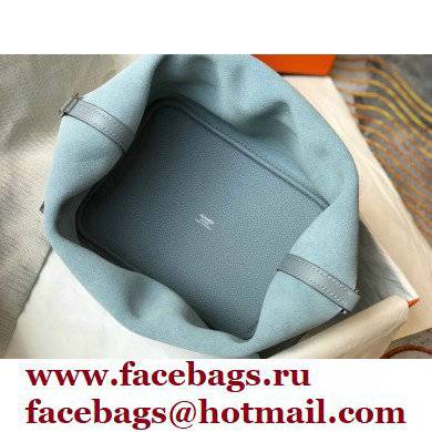 Hermes Picotin Lock 18/22 Bag Linen Blue with Silver Hardware