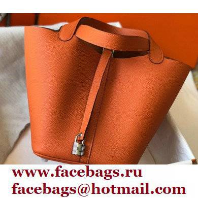 Hermes Picotin Lock 18/22 Bag Orange with Silver Hardware