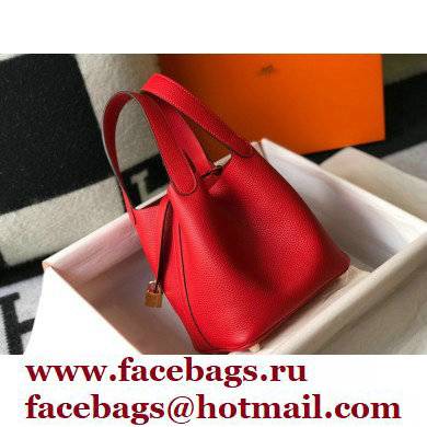 Hermes Picotin Lock 18/22 Bag Red with Gold Hardware