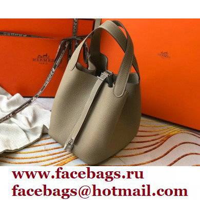 Hermes Picotin Lock 18/22 Bag Tourterelle Grey with Silver Hardware