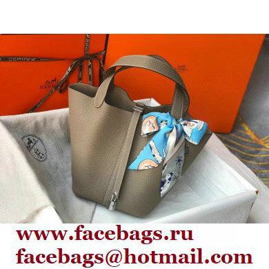 Hermes Picotin Lock 18/22 Bag Tourterelle Grey with Silver Hardware