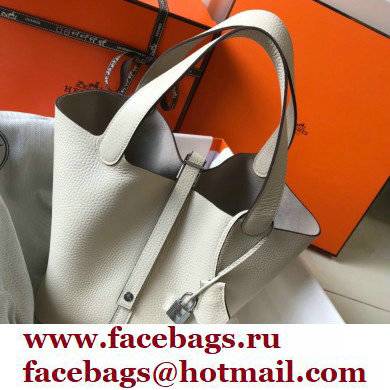 Hermes Picotin Lock 18/22 Bag White with Silver Hardware