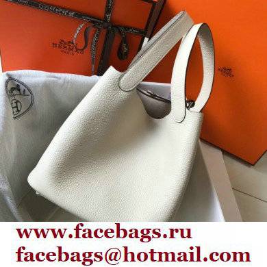 Hermes Picotin Lock 18/22 Bag White with Silver Hardware