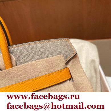 Hermes bicolor Birkin 25cm Bag gris perle/yellow in Original epsom Leather