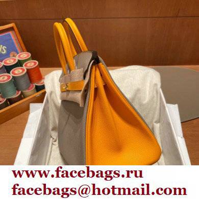 Hermes bicolor Birkin 25cm Bag gris perle/yellow in Original epsom Leather