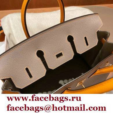 Hermes bicolor Birkin 25cm Bag gris perle/yellow in Original epsom Leather