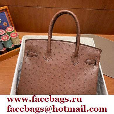 Hermes birkin 25 bag in ostrich leather alezan handmade