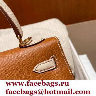 Hermes kelly 25 bag in epsom leather gold/white handmade