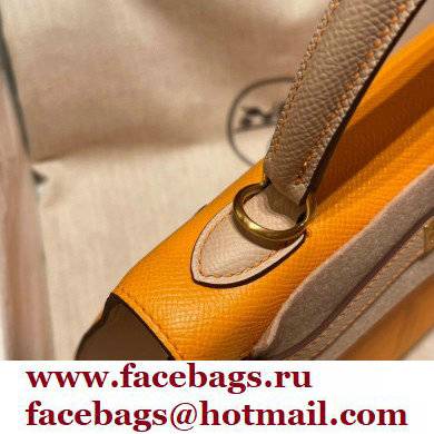 Hermes kelly 25 bag in epsom leather jaune ambre/gray handmade