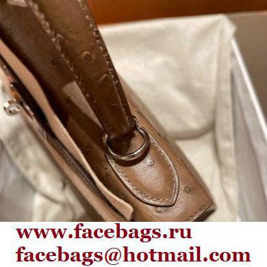 Hermes kelly 25 bag in ostrich leather etoupe handmade