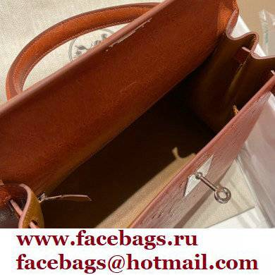 Hermes kelly 25 bag in ostrich leather gold handmade