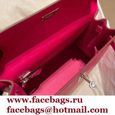 Hermes kelly 25 bag in ostrich leather rose tyrien handmade