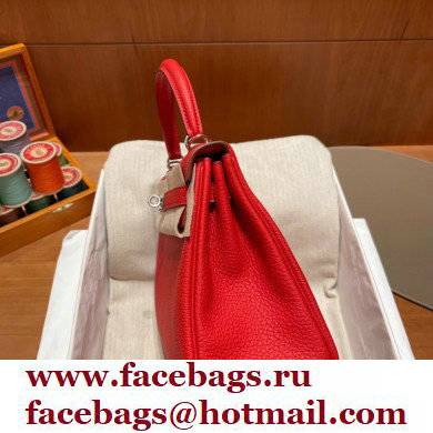 Hermes kelly 25 bag in togo leather rouge de coeur handmade