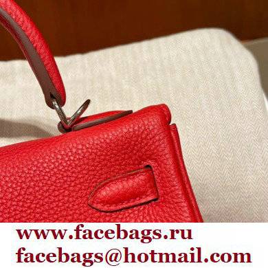 Hermes kelly 25 bag in togo leather rouge de coeur handmade