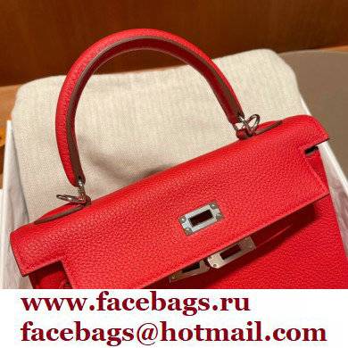 Hermes kelly 25 bag in togo leather rouge de coeur handmade