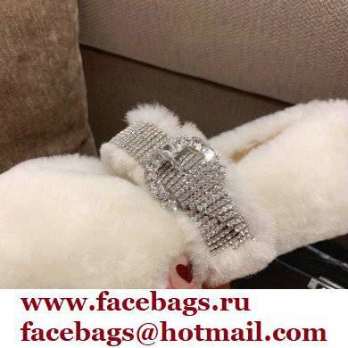 Jimmy Choo KRISTA Faux Fur Flats with Crystal-Embellished Strap 06 2021