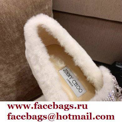 Jimmy Choo KRISTA Faux Fur Flats with Crystal-Embellished Strap 06 2021