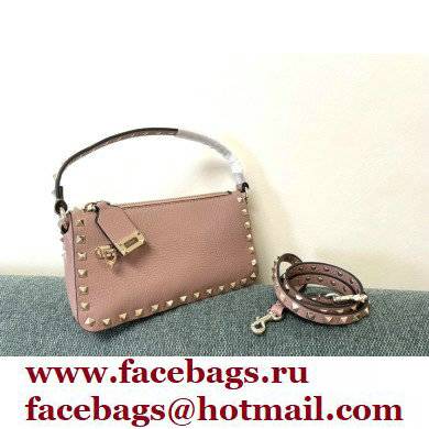 Valentino Small Rockstud Grainy Calfskin Crossbody Bag Nude Pink 2021