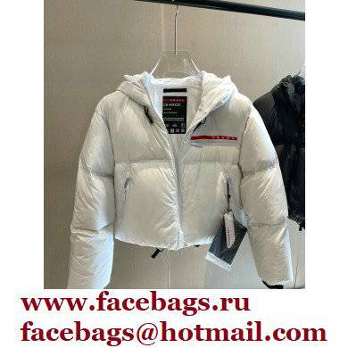 prada Light Polyester hooded puffer jacket WHITE