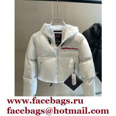 prada Light Polyester hooded puffer jacket WHITE