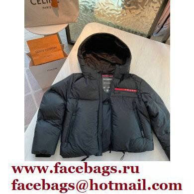 prada Light Polyester hooded puffer jacket black