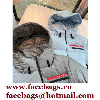 prada Light Polyester hooded puffer jacket gray