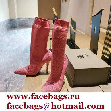 Balenciaga Heel 9cm Knife 2.0 Knit Bootie Ankle Boots Pink 2022