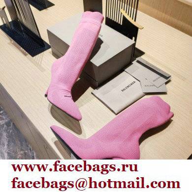 Balenciaga Heel 9cm Knife 2.0 Knit Bootie Ankle Boots Pink 2022