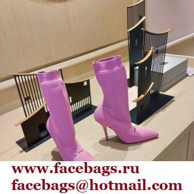 Balenciaga Heel 9cm Knife 2.0 Knit Bootie Ankle Boots Pink 2022