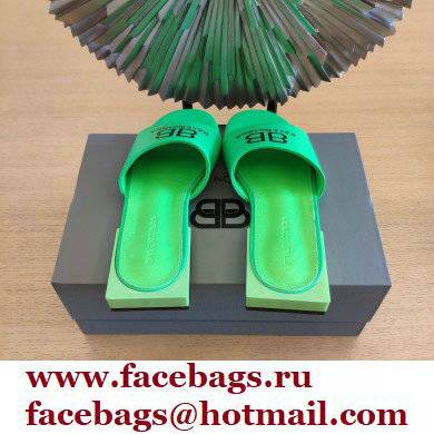 Balenciaga Squared Heel 2.5cm Box Sandals BB Logo Croco Pattern Green 2021