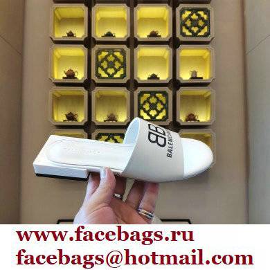 Balenciaga Squared Heel 2.5cm Box Sandals BB Logo White 2021