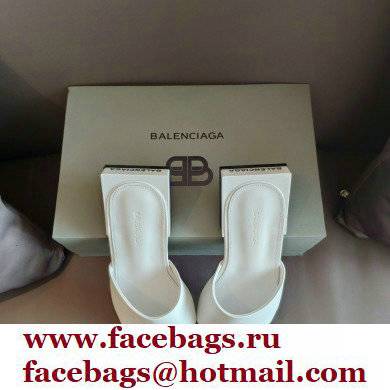 Balenciaga Squared Heel 2.5cm Box Sandals Logo Back White 2021