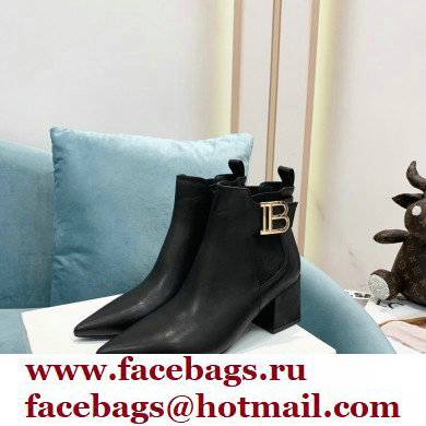 Balmain Heel 6cm Ankle Boots Leather Black with Balmain Monogram Logo 2021