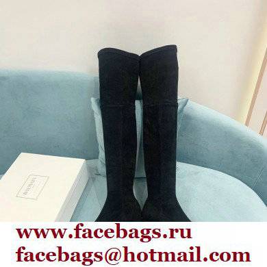 Balmain Heel 6cm B Plaque Thigh-high Boots Suede Black 2021